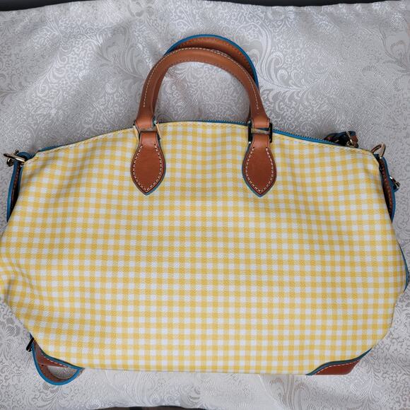 Dooney & Bourke medium handbag yellow gingham checked spring preppy fun satchel - Picture 2 of 16